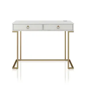 Camila Writing Desk in White / Golden