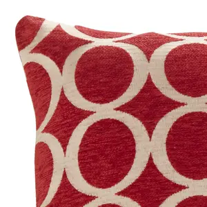 Oh 55cm x 55cm Luxury Geometric Chenille Cushion Red