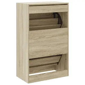 Berkfield Shoe Cabinet Sonoma Oak 60x34x96.5 cm Engineered Wood