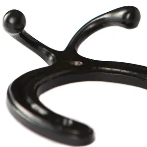 Hammer & Tongs - Horse Shoe Double Coat Hook - W100mm x H110mm - Black