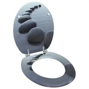 WC Toilet Seat MDF Lid Stones Design