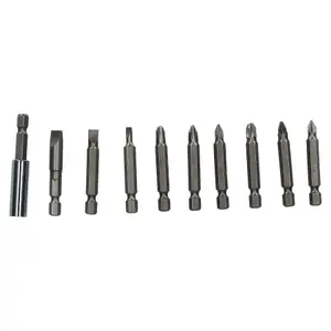 10pc 50mm Power Bit Screwdriver Bit Set Phillips Pozi Flat with Magnetic holder