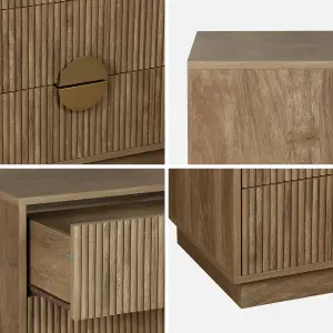 sweeek. 4-drawer chest with grooved mango wooden effect Celian Brown 80x40x85 cm