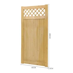 Rhombus Garden Wood Fence Gate with Door Latch 90cm W x 180cm H