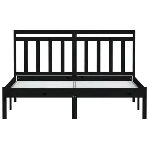 Berkfield Bed Frame Black Solid Wood Pine 140x190 cm