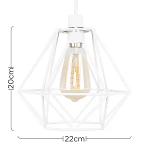 ValueLights Diablo White Ceiling Pendant Shade and E27 Pear LED 4W Warm White 2200K Bulb