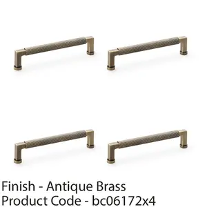 4 PACK - Square Knurled Pull Handle - Antique Brass - 160mm Centres Premium Drawer Door