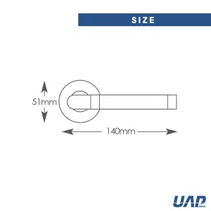 Intelligent Hardware - Internal Door Handle - Pair - Lever on Round Rose - Jet - Polished/Satin Chrome