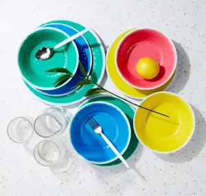 12pc Summer Mix & Match Melamine-(Strong Plastic)