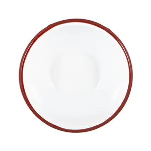 Argon Tableware - White Enamel Bowls - 16cm - Red - Pack of 6