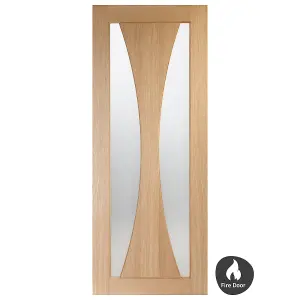 Internal Verona Oak Obscure Glass Fire Door 1981 x 838 x 44mm (33")