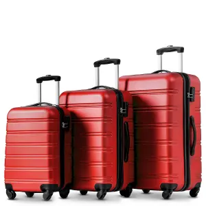 ABS Hard Shell Travel Trolley Suitcase 4 wheel Luggage Set Hand Luggage,(20 Inch, Red)