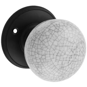 Pair Porcelain Mushroom Mortice Interior Door Knob Midnight Crackle & Matt Black