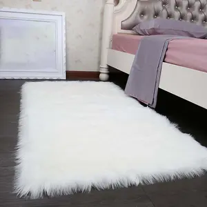 White Rectangle Super Soft Shaggy Area Rug Kids Room Decor Floor Rugs 90cm L x 60 cm W