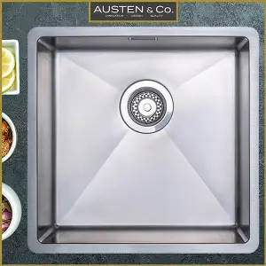 Austen & Co. Roma Stainless Steel Large Inset/Undermount Single Bowl Kitchen Sink. Lifetime Guarantee, Fast Delivery