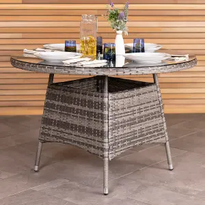 Charles Bentley 4 Seater Round Rattan Dining Table - Grey