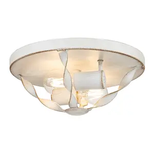 Elstead Quoizel Bradbury Semi Flush Ceiling Light Antique White