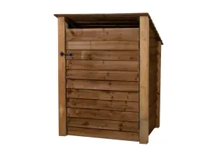 Wooden log store (roof sloping back) with door W-99cm, H-126cm, D-88cm - brown finish