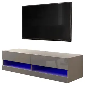 GFW Galicia 120cm Wall TV Unit with LED Grey