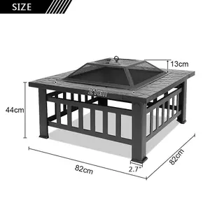 3 in 1 Large Square Firepit For Outdoor Garden BBQ Patio and Ice Bucket