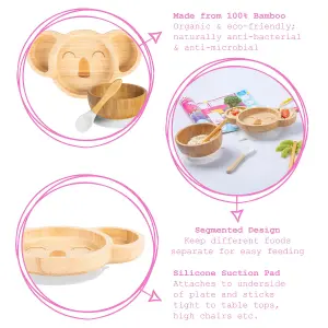 Tiny Dining - Koala Bamboo Suction Baby Feeding Set - White - 4pc