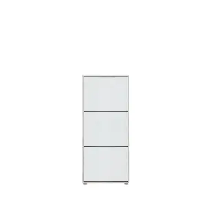 FURNICOMP Ella 3 Drawer Small White Gloss and Oak Shoe Cabinet