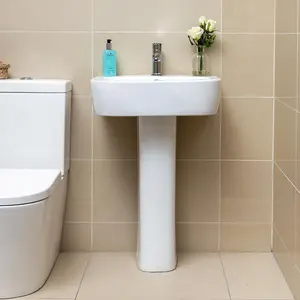 Danby Bathroom Ceramic Basin & Full Pedestal with One Tap Hole and Overflow