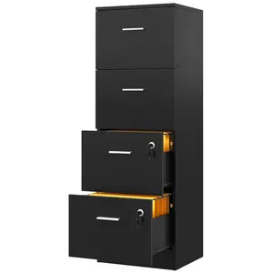 40cm Wide 4 -Drawer File Cabinet Black