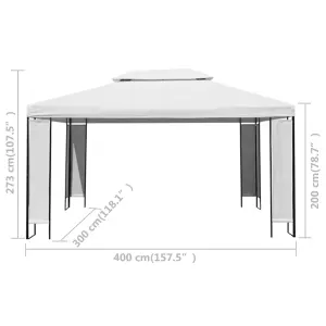 Berkfield Gazebo with LED String Lights White 3x4 m