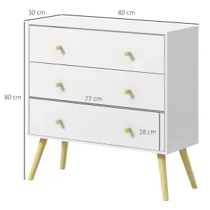 HOMCOM Chest of Drawers, 3 Drawer Unit Storage Cabinet Bedroom Living Room