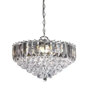 Luminosa Fargo 6 Light Ceiling Pendant Chrome, Clear Acrylic, E14