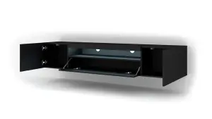 Timeless Black Matt Aura Entertainment Centre (W)200cm (H)42cm (D)37cm - Versatile & Chic