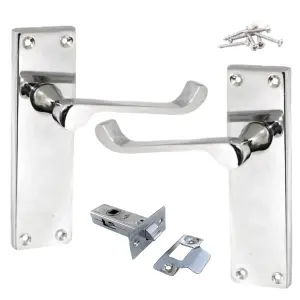 Door Handles Victorian Scroll Lever Latch - Chrome Pack 150 x 40mm