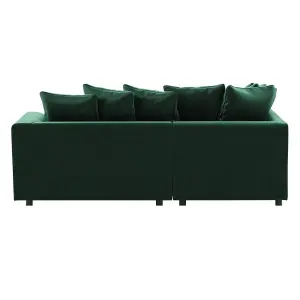 Brooklyn Plush Velvet 3 to 4 Seater L Shaped Corner Sofa Foam Green Left Hand Facing