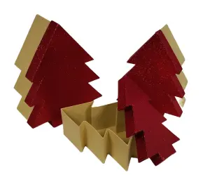 Red Glitter Christmas Tree Gift Boxes Set of 3 Nestable Gift Boxes