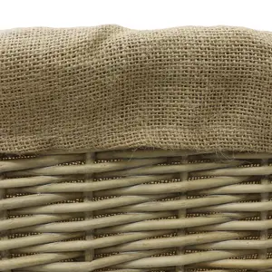 JVL Antiques Wash Canvas Lined Rectangle Log Basket with Rope Handles