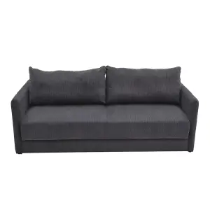 Dark Grey 3 Seater Corduroy Upholstered Sofa Bed Sleeper Couch Bed