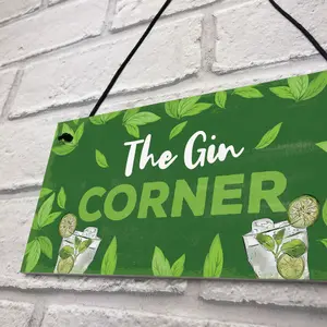 Red Ocean Funny Gin Gift Gin Corner Sign Home Bar Sign For Garden Summer House Gifts