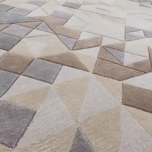 Grey Multi Geometric Handmade ,Optical/ (3D) Modern Rug Easy to clean Living Room and Bedroom-160cm X 230cm