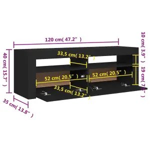 vidaXL TV Cabinet with LED Lights Black 120x35x40 cm