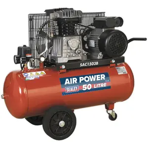 50 Litre Mobile Belt Drive Air Compressor - 3hp Motor - Quick Release Coupling