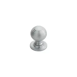 4x Textured Reeded Ball Cupboard Door Knob 28mm Dia Satin Chrome Handle