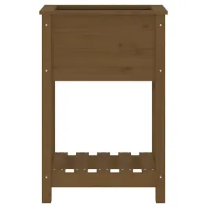 Berkfield Planter with Shelf Honey Brown 54x34.5x81 cm Solid Wood Pine