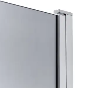 GoodHome Nubia Straight 1 panel Smoked grey glass Silver effect frame Bath screen, (W) 950mm (H) 1500mm