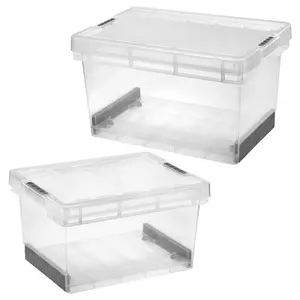 1 x Modular Plastic Storage Container 15 Litre Ultra Resistant With Secure Clip Lock Lid