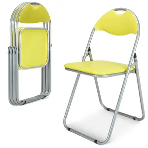 Folding Padded Office Chair - Yellow - Set of 4