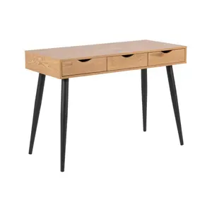 Casson Metal Base Writing Desk Oak/Black