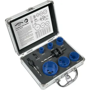 9 Piece Professional Plumbers Hole Saw Kit with Bi-Metal Blades and Quick Release Arbor