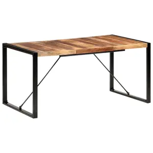 Cheyenne Dining Table Solid Wood Light Brown / Black / H75 x L160 x W80cm