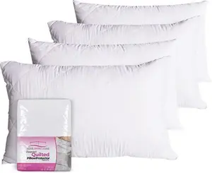 Zippered Pillow Protectors 4 Pack 100% Microfiber Anti Allergy Pillow Protectors Soft Pillow Protectors 4 Pack Quilted Zipped Pillow Protectors 4